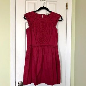 LOFT Cutout Embroidered Swing Dress